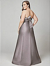 Alt View 3 Thumbnail - Cashmere Gray Strapless A-line Satin Gown with Modern Bow Detail