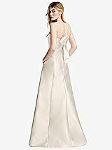 Side View Thumbnail - Ivory Strapless A-line Satin Gown with Modern Bow Detail