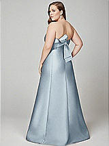 Alt View 3 Thumbnail - Mist Strapless A-line Satin Gown with Modern Bow Detail