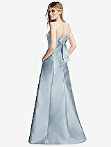 Side View Thumbnail - Mist Strapless A-line Satin Gown with Modern Bow Detail