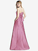 Side View Thumbnail - Powder Pink Strapless A-line Satin Gown with Modern Bow Detail