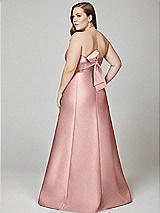 Alt View 3 Thumbnail - Rose - PANTONE Rose Quartz Strapless A-line Satin Gown with Modern Bow Detail