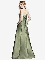 Side View Thumbnail - Sage Strapless A-line Satin Gown with Modern Bow Detail