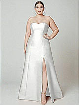 Alt View 2 Thumbnail - White Strapless A-line Satin Gown with Modern Bow Detail