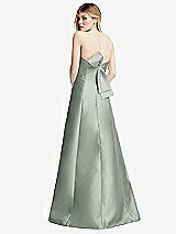 Front View Thumbnail - Willow Green Strapless A-line Satin Gown with Modern Bow Detail