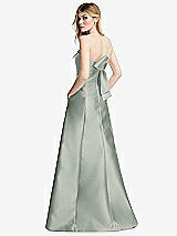 Side View Thumbnail - Willow Green Strapless A-line Satin Gown with Modern Bow Detail