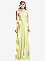 Front View Thumbnail - Butter Yellow Shirred Bodice Strapless Chiffon Maxi Dress with Optional Straps