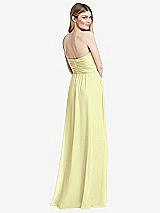 Rear View Thumbnail - Butter Yellow Shirred Bodice Strapless Chiffon Maxi Dress with Optional Straps