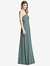 Side View Thumbnail - Icelandic Shirred Bodice Strapless Chiffon Maxi Dress with Optional Straps