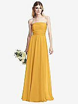 Alt View 1 Thumbnail - NYC Yellow Shirred Bodice Strapless Chiffon Maxi Dress with Optional Straps