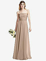 Alt View 1 Thumbnail - Topaz Shirred Bodice Strapless Chiffon Maxi Dress with Optional Straps