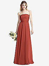 Alt View 1 Thumbnail - Amber Sunset Shirred Bodice Strapless Chiffon Maxi Dress with Optional Straps