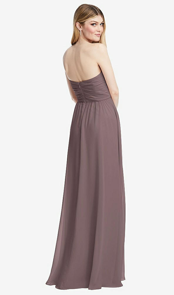 Back View - French Truffle Shirred Bodice Strapless Chiffon Maxi Dress with Optional Straps