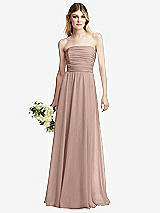 Alt View 1 Thumbnail - Neu Nude Shirred Bodice Strapless Chiffon Maxi Dress with Optional Straps