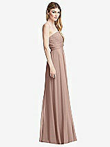 Side View Thumbnail - Neu Nude Shirred Bodice Strapless Chiffon Maxi Dress with Optional Straps