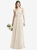 Alt View 1 Thumbnail - Oat Shirred Bodice Strapless Chiffon Maxi Dress with Optional Straps