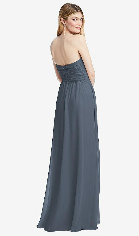 Back View - Silverstone Shirred Bodice Strapless Chiffon Maxi Dress with Optional Straps