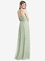 Rear View Thumbnail - Vintage Primrose Sage Shirred Bodice Strapless Chiffon Maxi Dress with Optional Straps