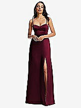 Alt View 1 Thumbnail - Cabernet Bustier A-Line Maxi Dress with Adjustable Spaghetti Straps