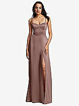 Front View Thumbnail - Sienna Bustier A-Line Maxi Dress with Adjustable Spaghetti Straps