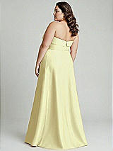 Alt View 2 Thumbnail - Butter Yellow Strapless Bias Cuff Bodice Satin Gown with Pockets