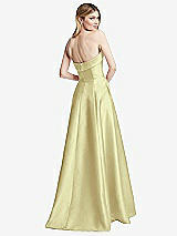 Alt View 4 Thumbnail - Butter Yellow Strapless Bias Cuff Bodice Satin Gown with Pockets