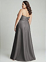 Alt View 2 Thumbnail - Caviar Gray Strapless Bias Cuff Bodice Satin Gown with Pockets