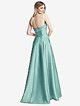 Alt View 4 Thumbnail - Coastal Strapless Bias Cuff Bodice Satin Gown with Pockets