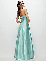 Side View Thumbnail - Coastal Strapless Bias Cuff Bodice Satin Gown with Pockets