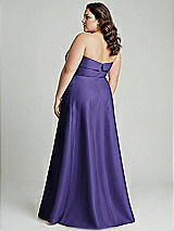 Alt View 2 Thumbnail - Grape Strapless Bias Cuff Bodice Satin Gown with Pockets