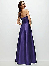 Side View Thumbnail - Grape Strapless Bias Cuff Bodice Satin Gown with Pockets