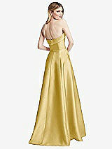 Alt View 4 Thumbnail - Maize Strapless Bias Cuff Bodice Satin Gown with Pockets