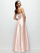 Side View Thumbnail - Blush Strapless Bias Cuff Bodice Satin Gown with Pockets