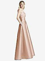 Alt View 5 Thumbnail - Cameo Strapless Bias Cuff Bodice Satin Gown with Pockets