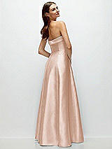 Side View Thumbnail - Cameo Strapless Bias Cuff Bodice Satin Gown with Pockets