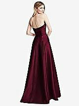 Alt View 4 Thumbnail - Cabernet Strapless Bias Cuff Bodice Satin Gown with Pockets