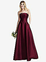 Alt View 6 Thumbnail - Cabernet Strapless Bias Cuff Bodice Satin Gown with Pockets