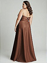 Alt View 2 Thumbnail - Cognac Strapless Bias Cuff Bodice Satin Gown with Pockets