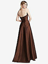 Alt View 4 Thumbnail - Cognac Strapless Bias Cuff Bodice Satin Gown with Pockets