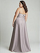 Alt View 2 Thumbnail - Cashmere Gray Strapless Bias Cuff Bodice Satin Gown with Pockets