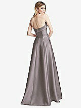 Alt View 4 Thumbnail - Cashmere Gray Strapless Bias Cuff Bodice Satin Gown with Pockets