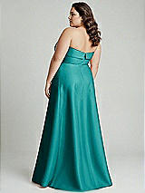 Alt View 2 Thumbnail - Jade Strapless Bias Cuff Bodice Satin Gown with Pockets