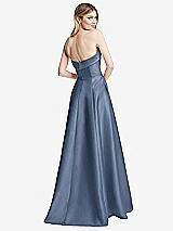 Alt View 4 Thumbnail - Larkspur Blue Strapless Bias Cuff Bodice Satin Gown with Pockets