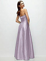 Side View Thumbnail - Lilac Haze Strapless Bias Cuff Bodice Satin Gown with Pockets