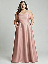 Alt View 1 Thumbnail - Neu Nude Strapless Bias Cuff Bodice Satin Gown with Pockets