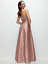 Side View Thumbnail - Neu Nude Strapless Bias Cuff Bodice Satin Gown with Pockets