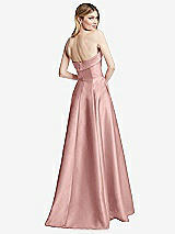 Alt View 4 Thumbnail - Rose - PANTONE Rose Quartz Strapless Bias Cuff Bodice Satin Gown with Pockets