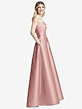 Alt View 5 Thumbnail - Rose - PANTONE Rose Quartz Strapless Bias Cuff Bodice Satin Gown with Pockets