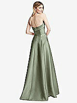 Alt View 4 Thumbnail - Sage Strapless Bias Cuff Bodice Satin Gown with Pockets