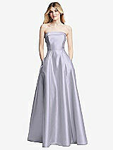 Alt View 3 Thumbnail - Silver Dove Strapless Bias Cuff Bodice Satin Gown with Pockets